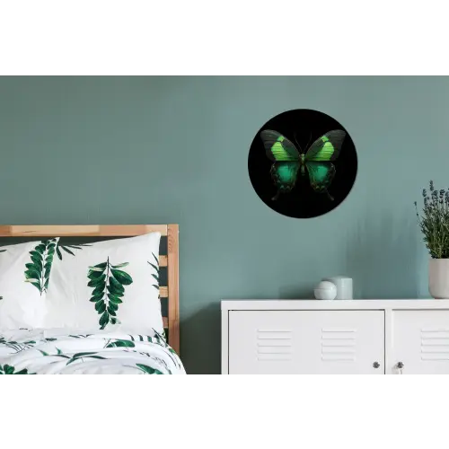 Vlinder - Groen - Opvallend Wandcirkel aluminium klein -slaapkamer