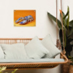 Kreeft - Delftsblauw - Schild - Stoer - Oranje tuinposter los doek klein -sfeer7