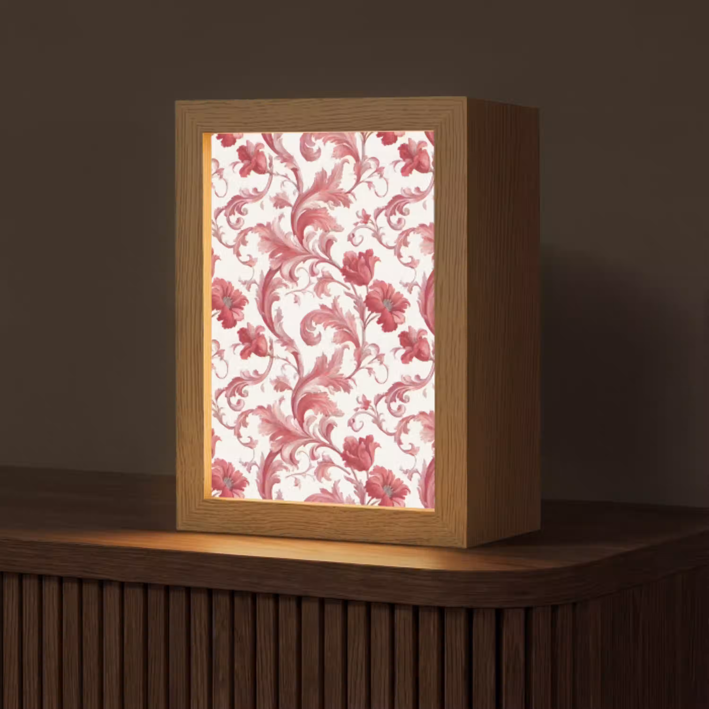 Barok - Patroon - Rood Light Box met kabel (Tafellamp) klein 925 -z3d_website