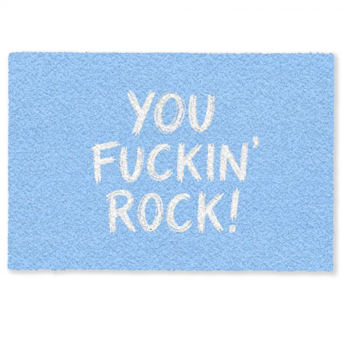 Blauw - Wit - You fuckin rock Deurmat klein -zkaufland3d