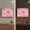 Bloemenpatroon - Roze - Oranje - Bloemen Light Box met batterij (Wandlamp) middel -sfeer3