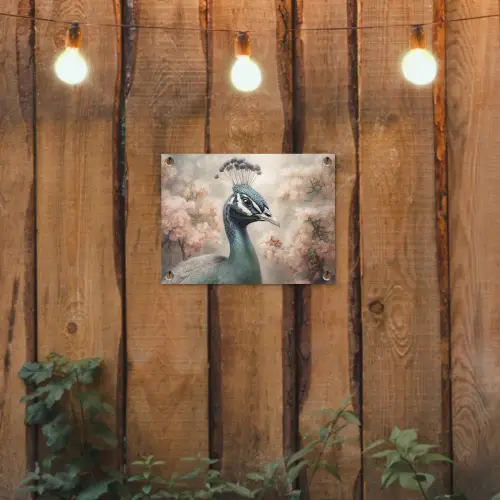 Pauw - Vogels - Bloemen - Boom - Botanisch tuinposter los doek klein -sfeer1