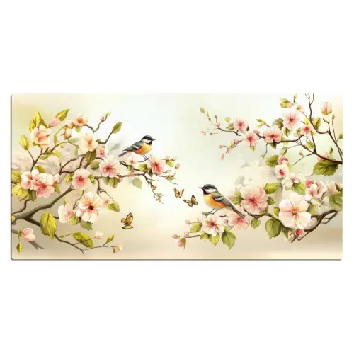 Takken - Bloemen - Vogeltjes - Roze Muismat XXL klein -3d_leeg