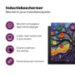 Levensboom - Mozaïek - Bloemen - Kleurrijk - Vrolijk Inductie beschermer vinyl 3mm middel -zzzzzzz-cc-usp