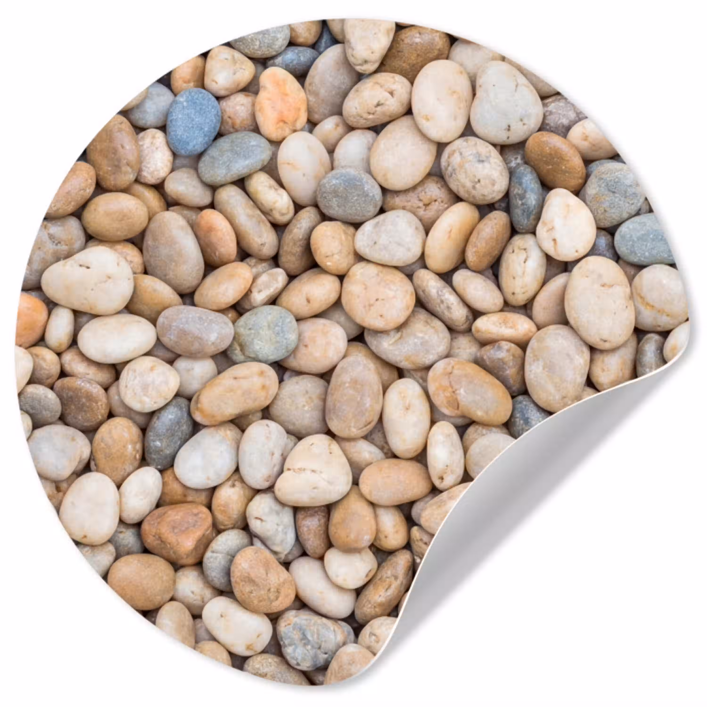 Kiezelstenen - Natuur - Textuur - Beige - Grijs Wandcirkel behangsticker klein -3d