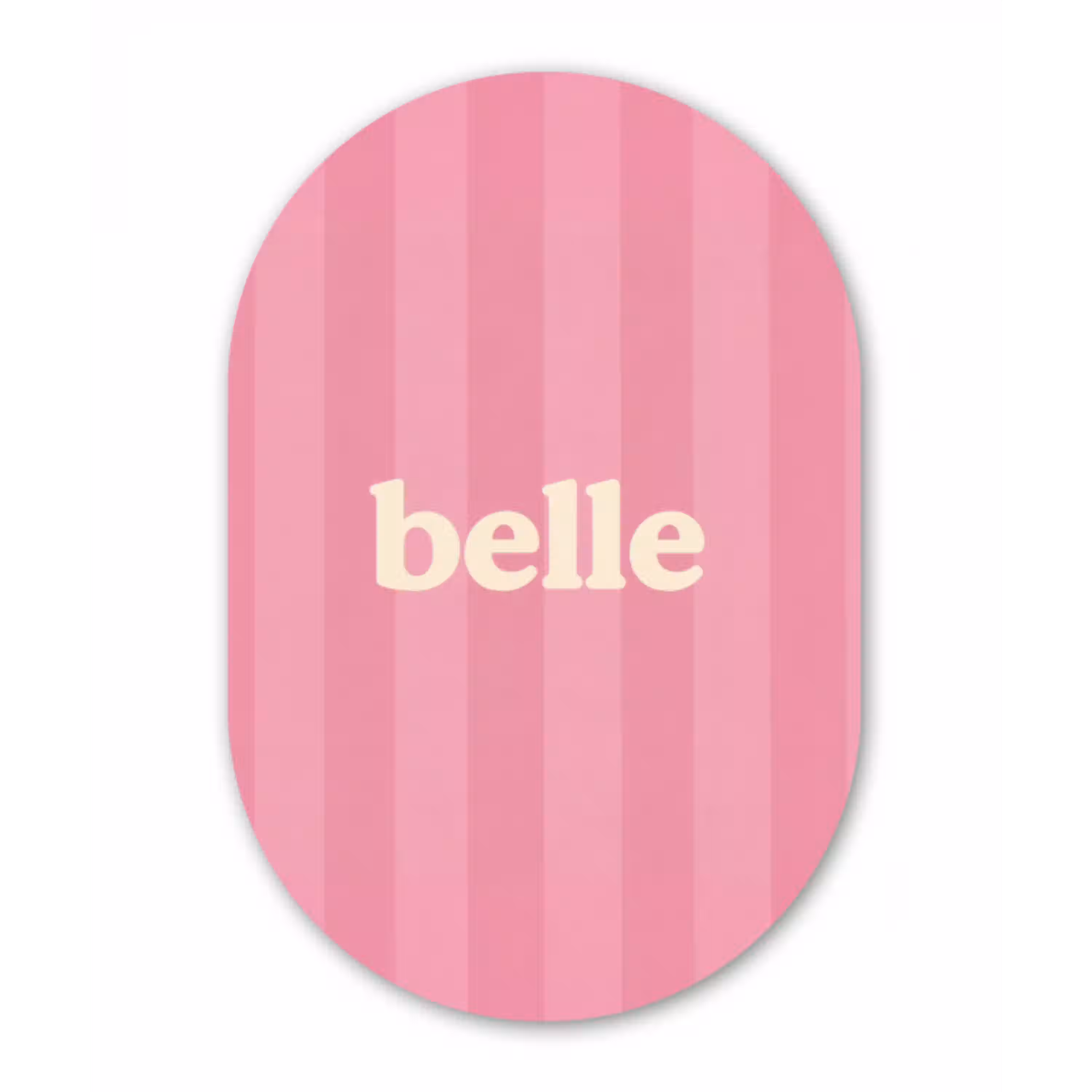 Roze - Gestreept - Belle Wandcirkel Ovaal Glas middel -3d