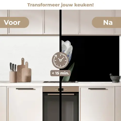 Tulp - Patroon - Blauw keuken achterwand 2 middel -voor-na2_NL