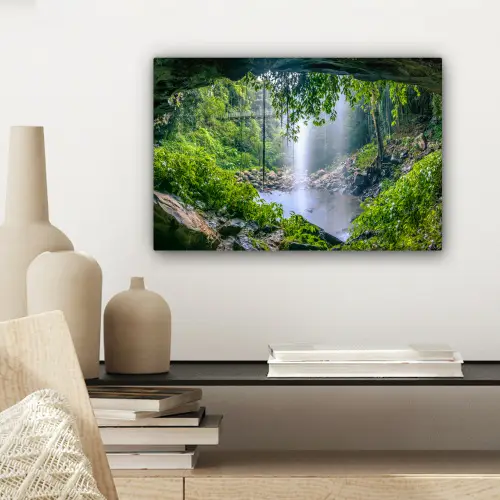 Jungle - Regenwoud - Water - Waterval - Planten canvas 2cm klein -sfeer6