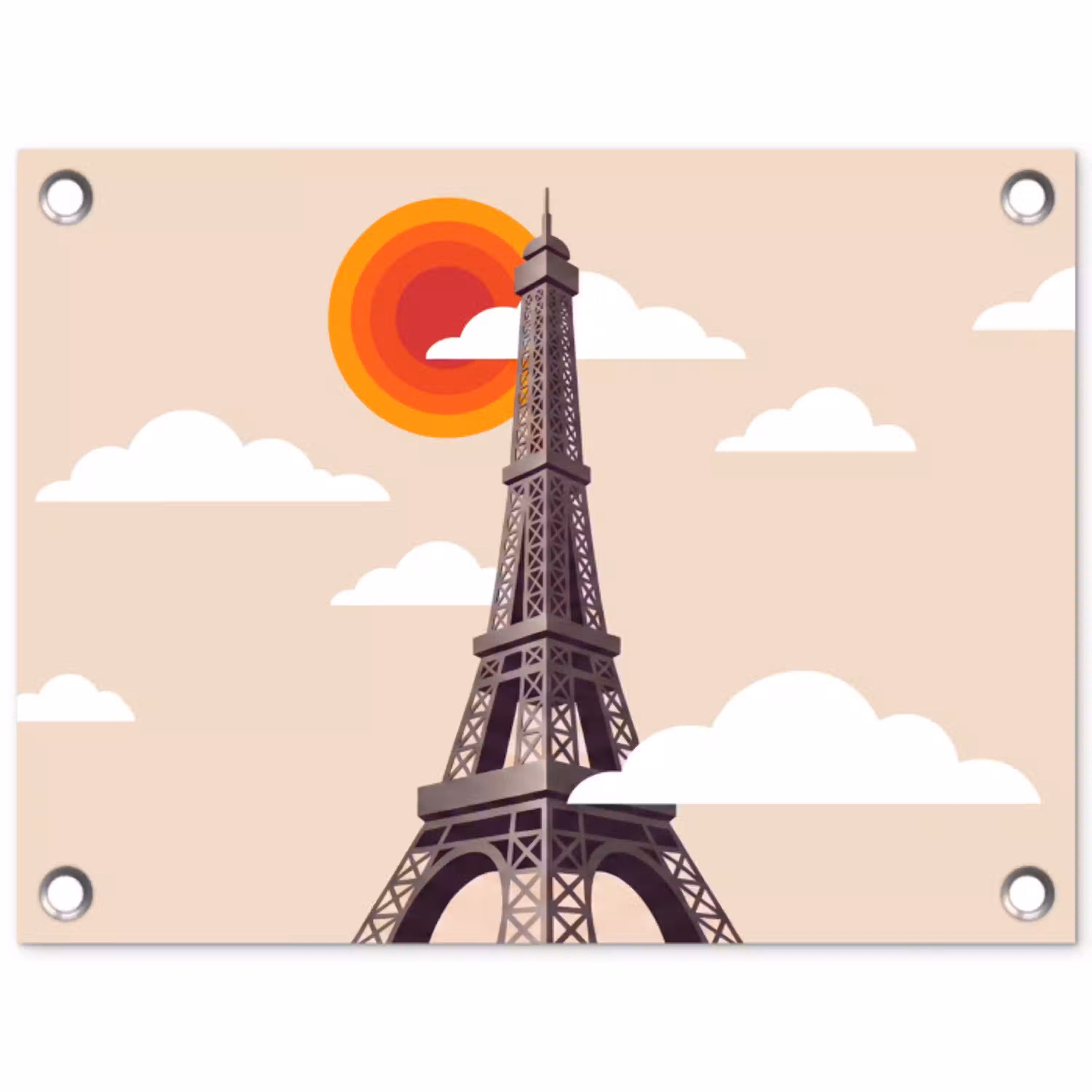 Eiffeltoren - Zon - Architectuur - Abstract - Beige tuinposter los doek klein -3d