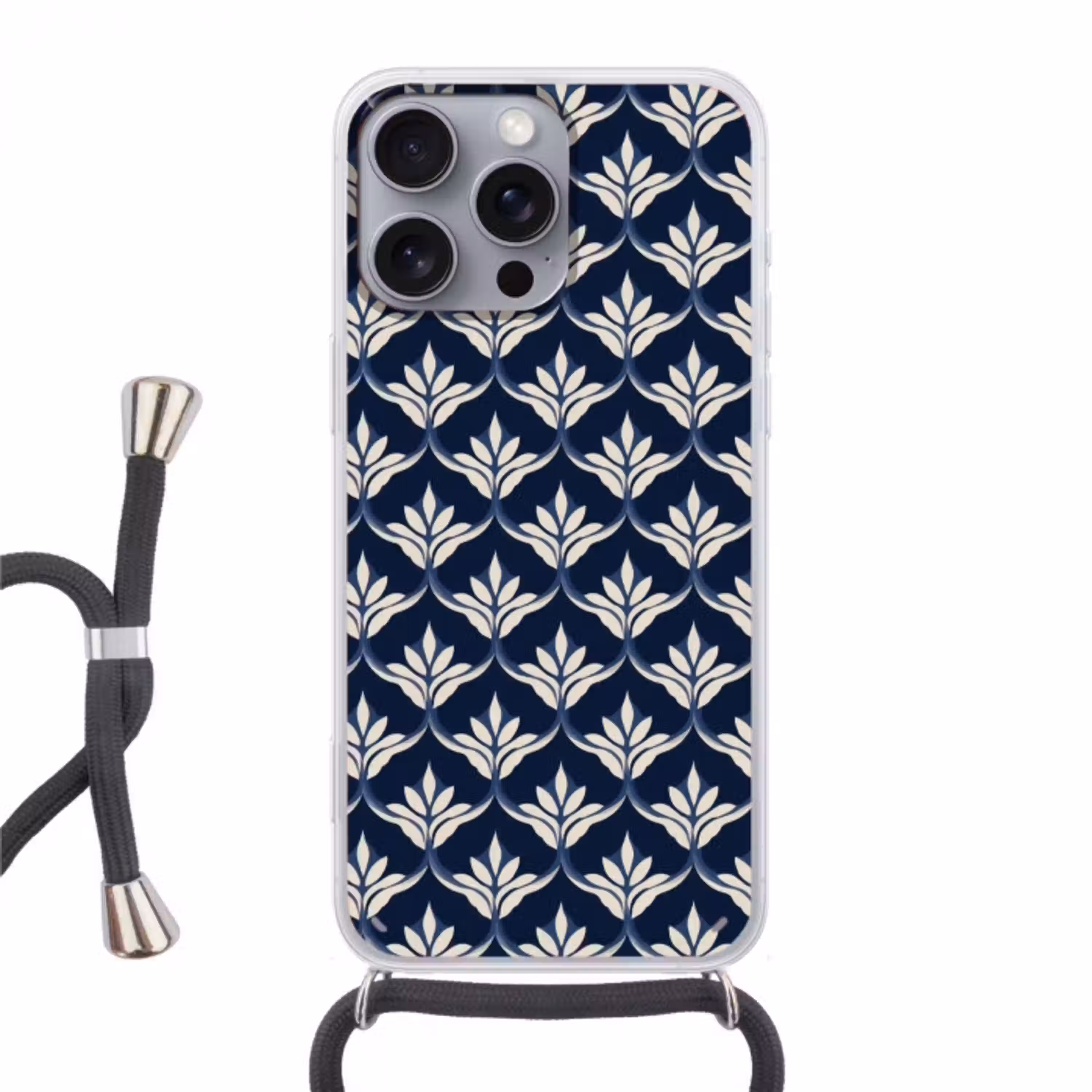 Modern - Ontwerp - Blauw Hoesje iPhone 16 Pro Max met koord klein 804 -3d