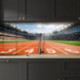Sintelbaan - Stadion - Sport -Oranje keuken achterwand 2 middel -sfeer1