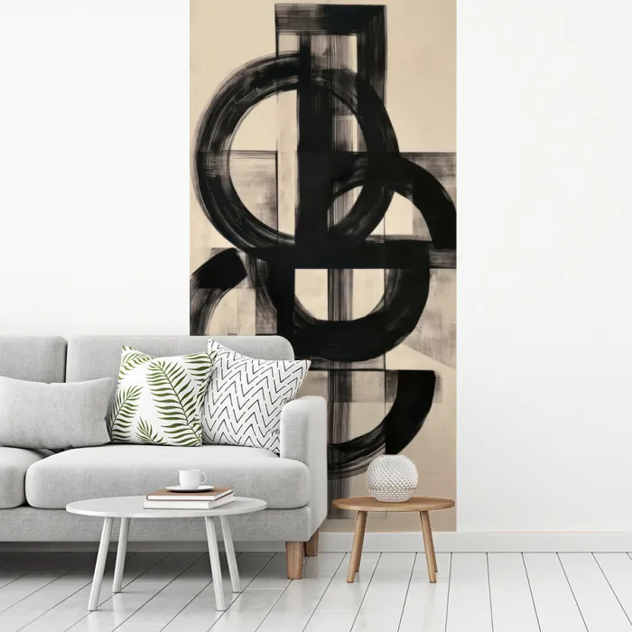 Cirkels - Lijnen - Vormen - Zwart fotobehang vinyl groot -woonkamer