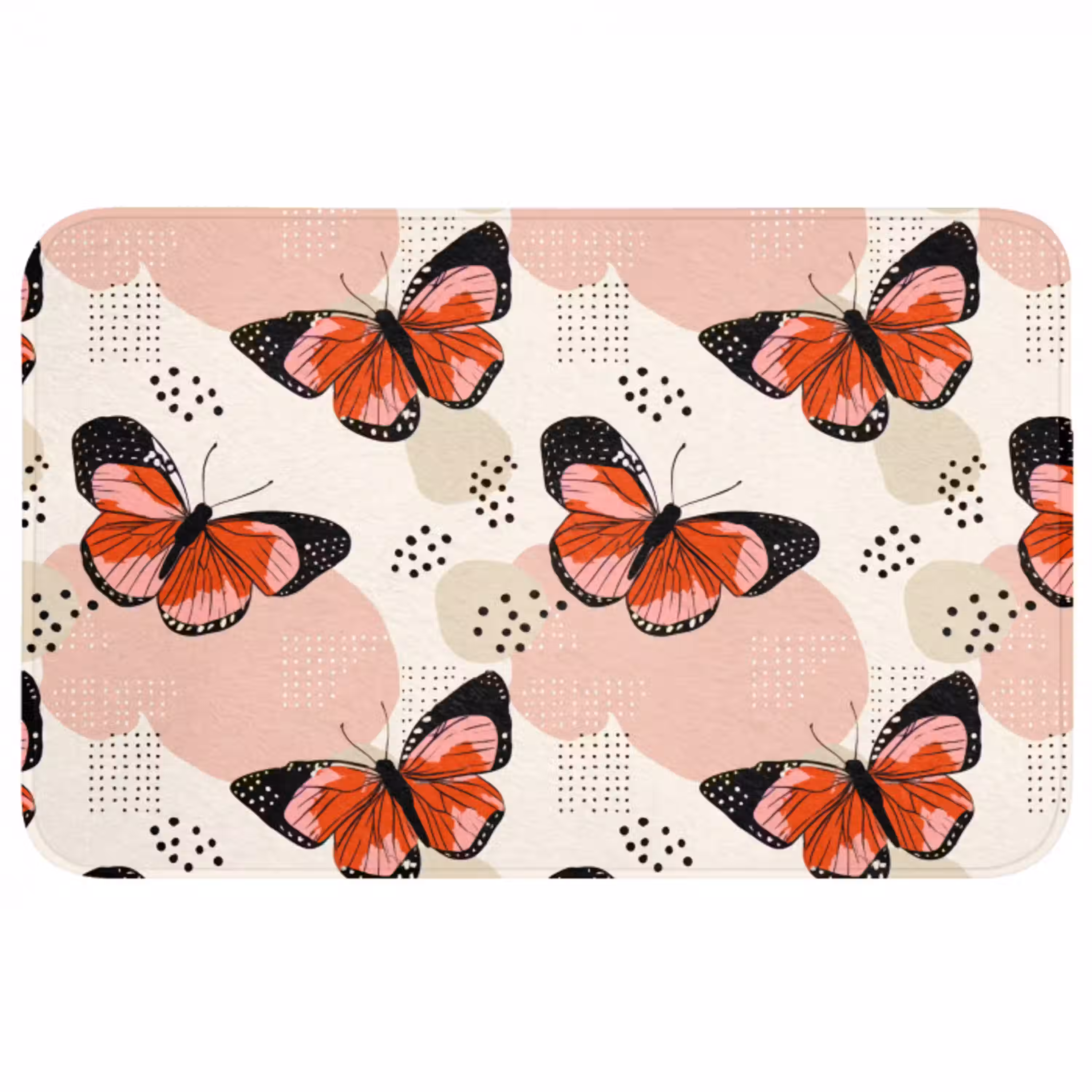 Vlinders - Retro - Kleurrijk Badmat middel 997 -3d