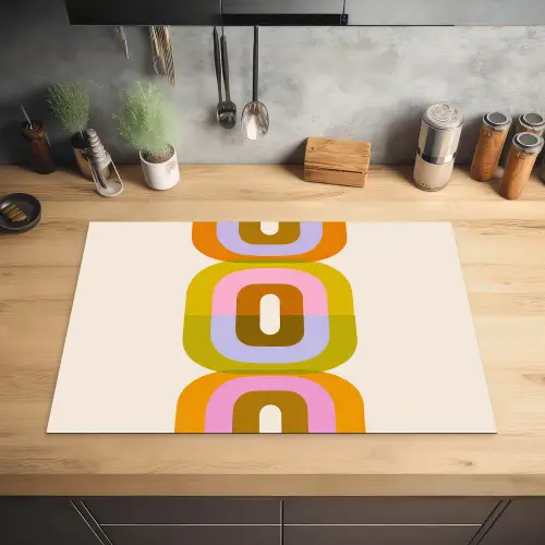 Stapel - Vormen - Geblokt - Oranje Inductie beschermer vinyl 3mm klein -sfeer5