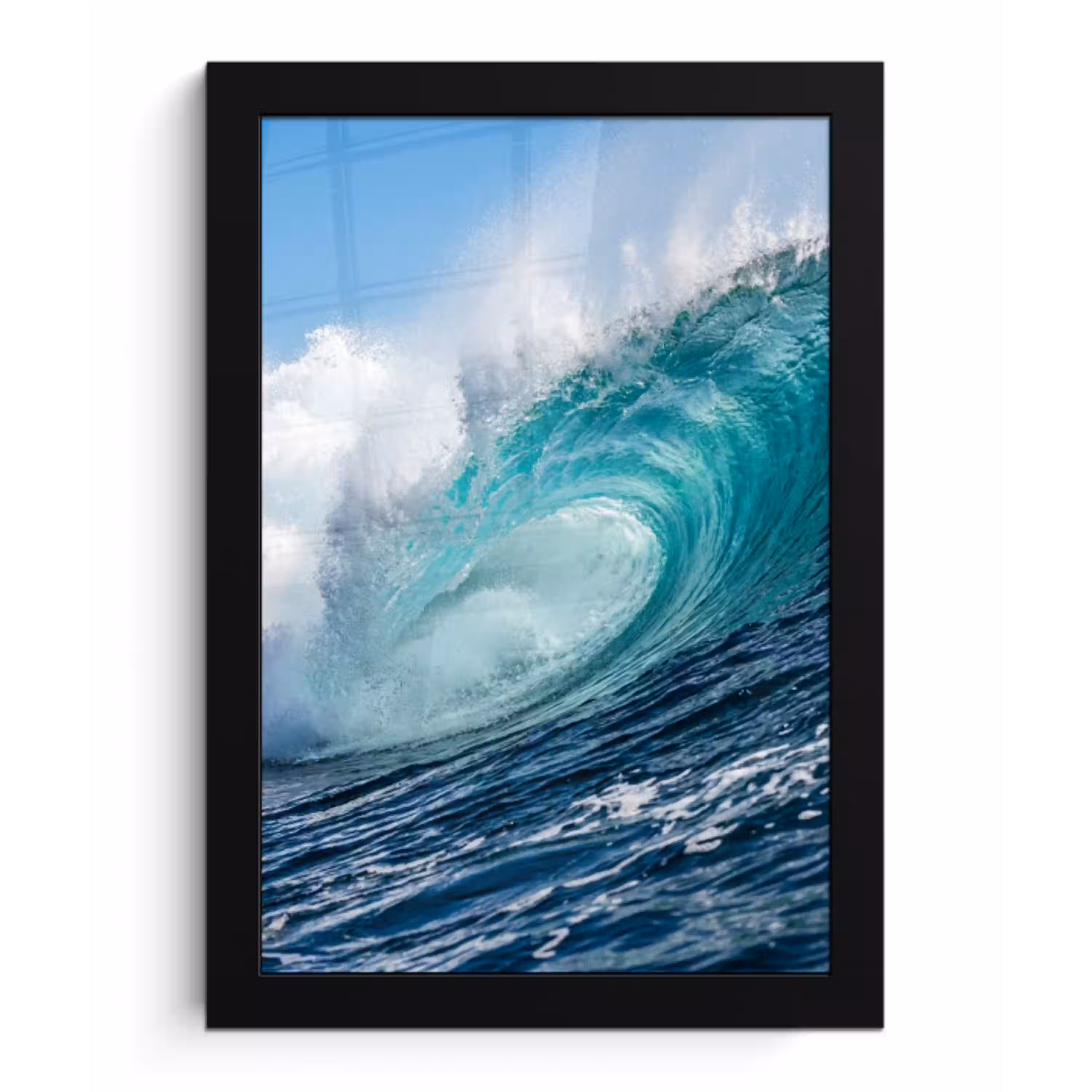 Golf - Oceaan - Water - Dynamisch - Blauw fotolijst zwart zonder passe partout klein -3d