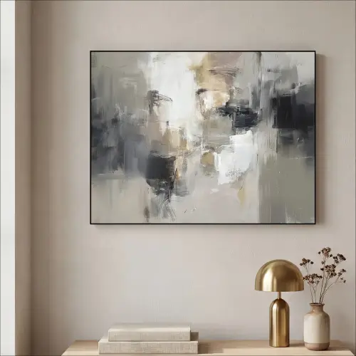 Kleurenpalet - Penseelstreken - Beige - Nevelig Textielframe zwart klein -sfeer2