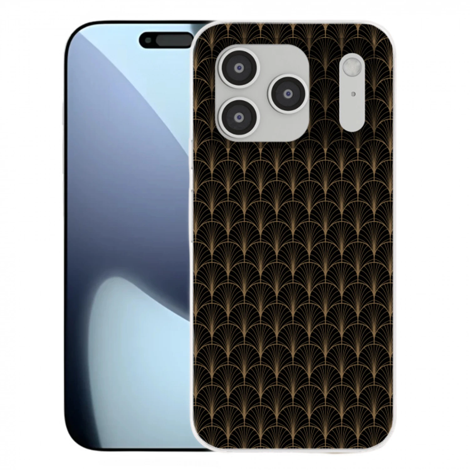 Gouden - Waaiers - Zwart Telefoonhoesje iPhone 17 Pro klein 878 -3d