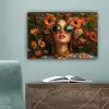 Vrouwen - Bloemen - Modern - Bril - Abstract canvas 2cm klein -sfeer4
