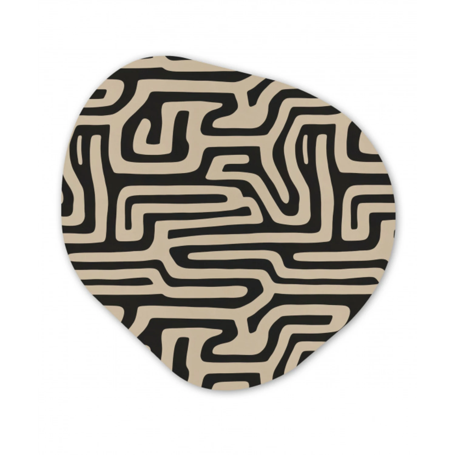 Grafisch - Lijnen - Zwart Wandcirkel Organisch Aluminium middel 851 -3d