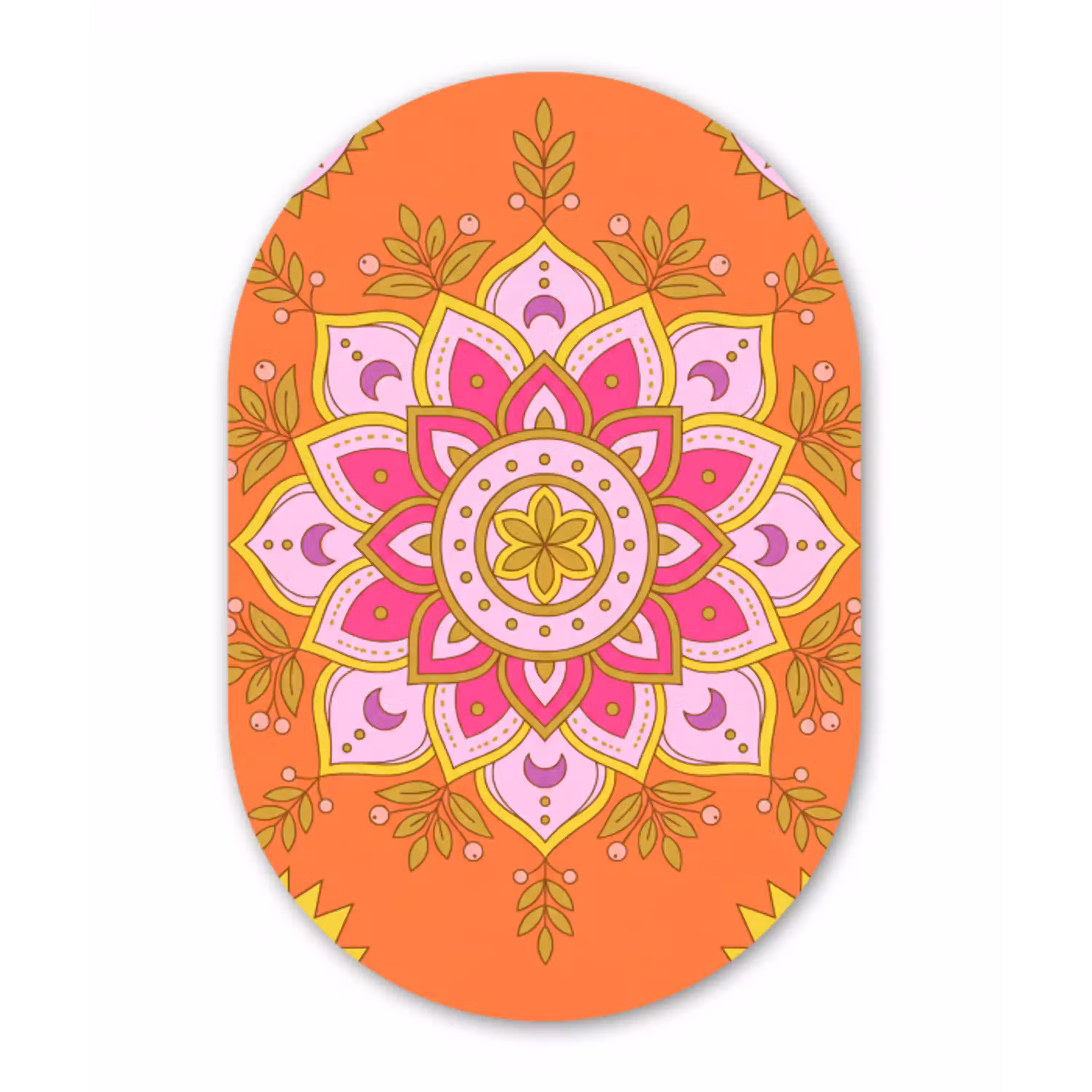 Patroon - Bloemmotief - Decoratie - Abstract - Roze Wandcirkel Ovaal Aluminium middel -3d