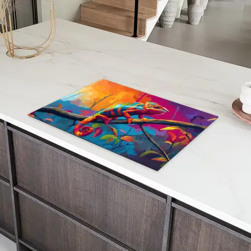Kameleon - Tak - Gestreept - Bladeren Inductie beschermer vinyl 3mm klein -sfeer8