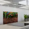 Bloemen - Muur - Groen - Oranje keuken achterwand spatscherm klein -3d_schuin