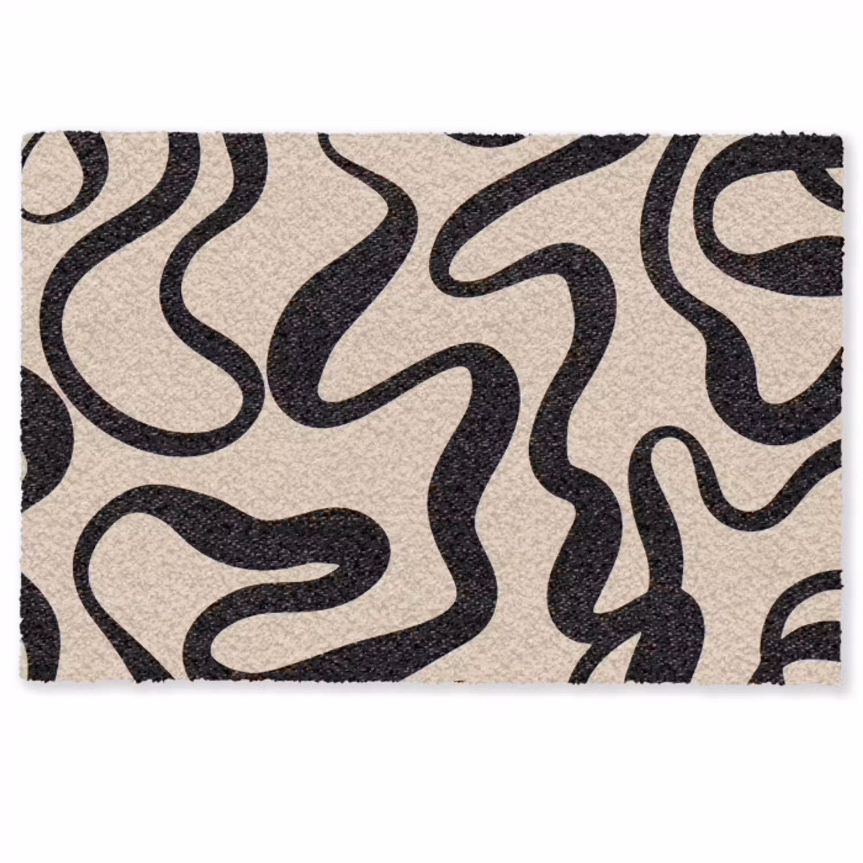 Lijnen - Zwart - Beige - Abstract - Minimalistisch Deurmat klein -zkaufland3d