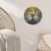 Boom - Levensboom - Blauw - Goud Akoestische PET Vilt - Rond klein -sfeer4