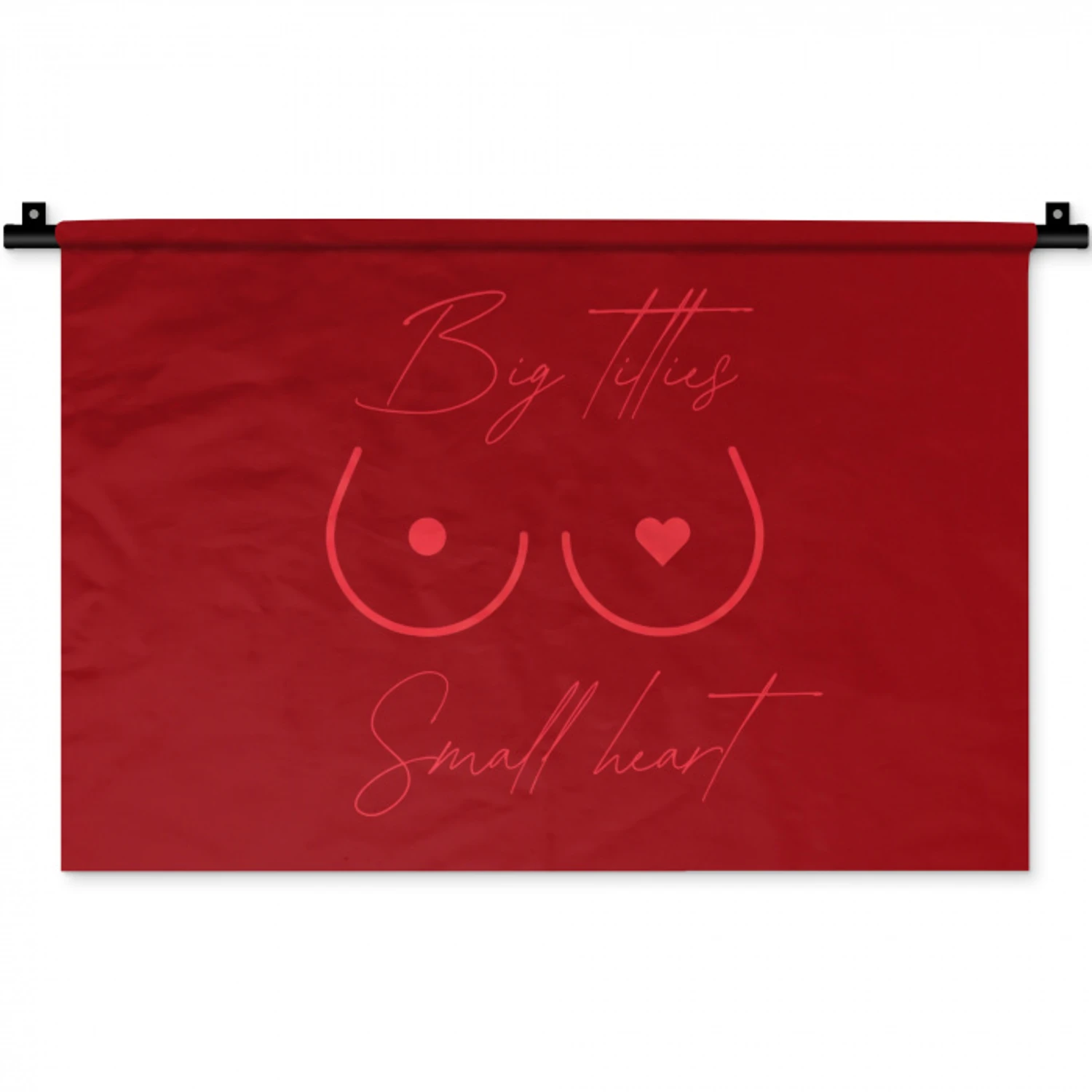 Big titties small heart - Rood - Hart Wandkleed katoen klein -zz3d