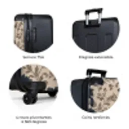 Motief - Bloemen - Zwart - Beige NBS - Large koffer - Volwassenen Unisex groot -zzzzzzzbolletjes_FR