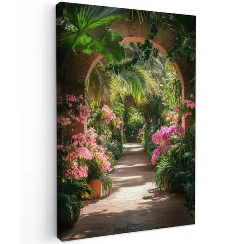 Doorkijk - Tropisch - Bloemen - Natuur canvas 2cm klein -z3d