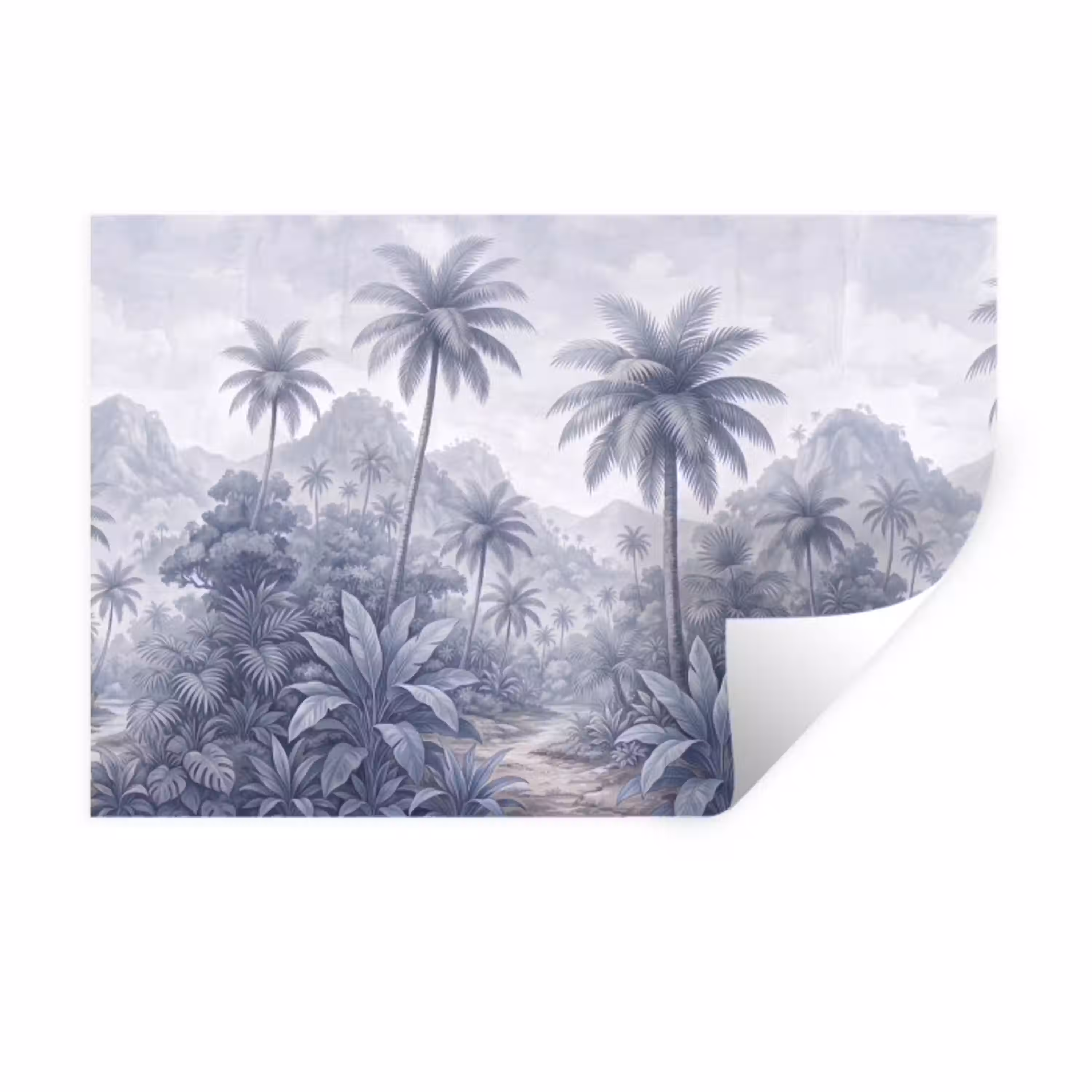 Natuur - Boom - Tropisch - Landschap - Blauw Muursticker klein -3d