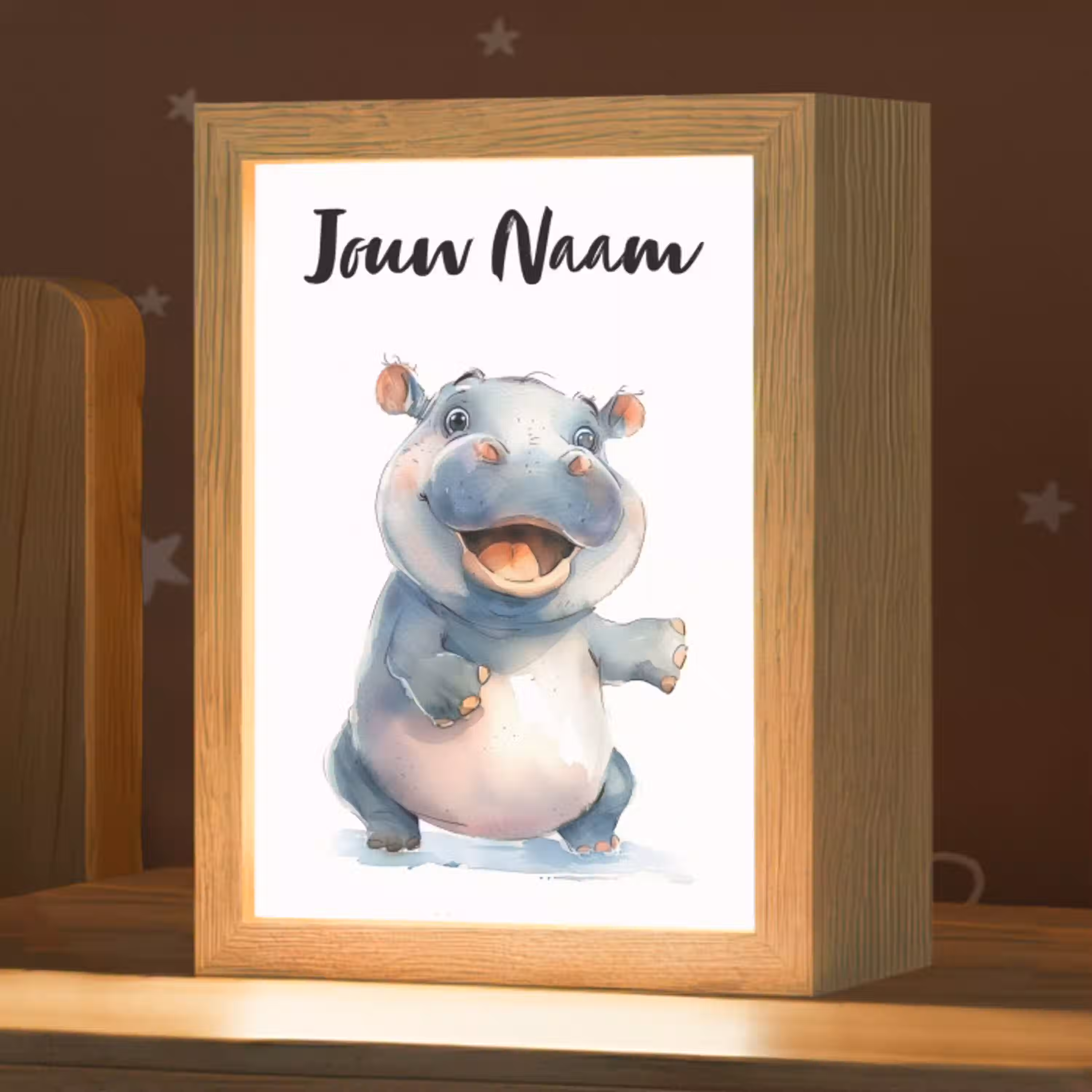Nijlpaard - Baby dier - Dieren Light Box met kabel (Kinderlampje) klein -zzz_3d_website
