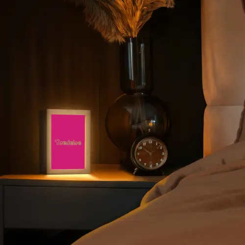 Toedeloe - Groen - Roze Light Box met kabel (Tafellamp) klein -sfeer1