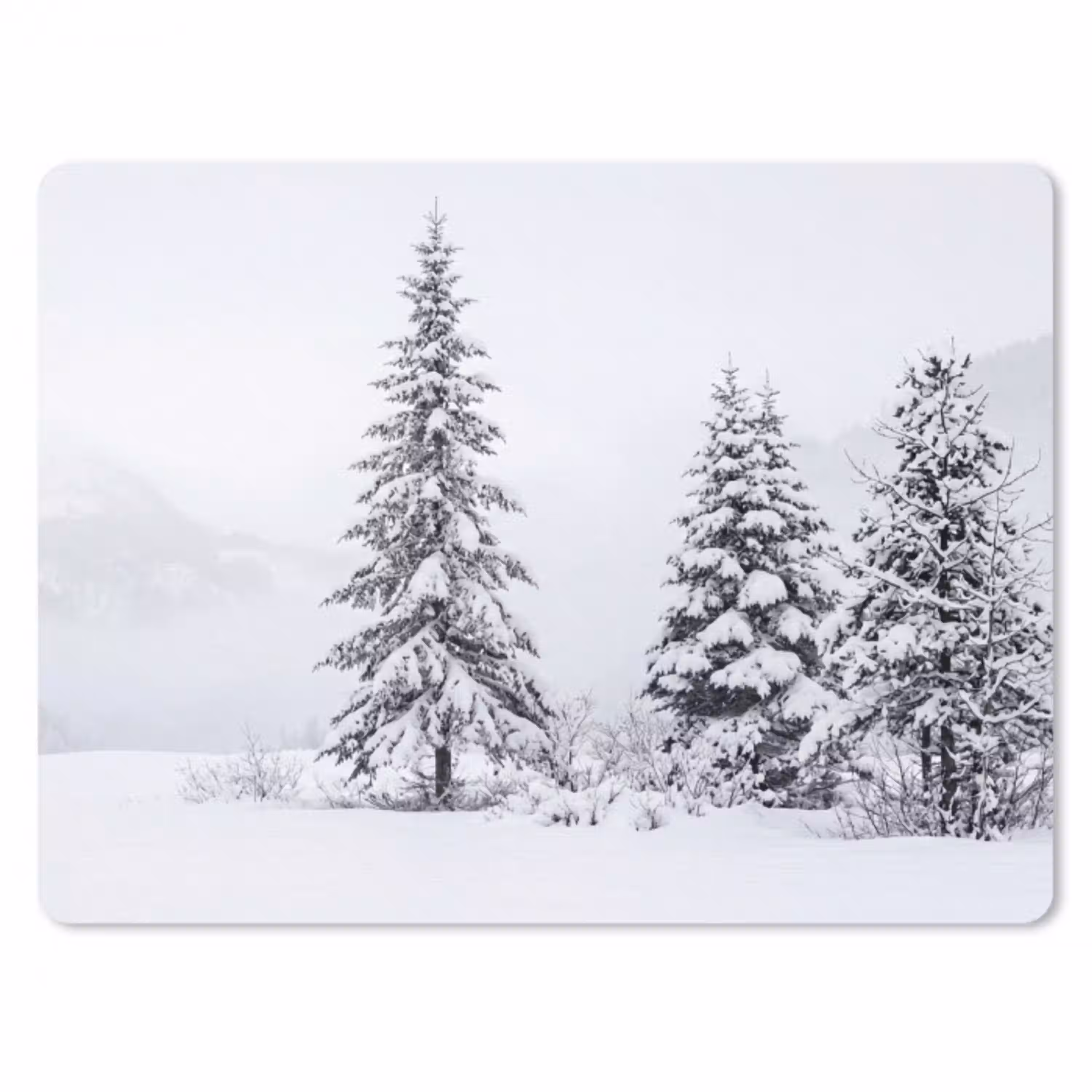 Fijnsparren - Sneeuw - Winter - Landschap - Stilte muismat rubber klein -3d
