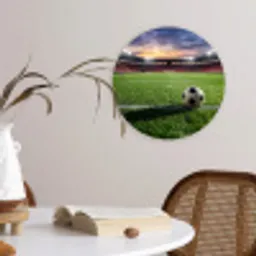 Voetbal - Stadion - Sport - Groen Wandcirkel kunststof plaat 5mm dik klein -sfeer4
