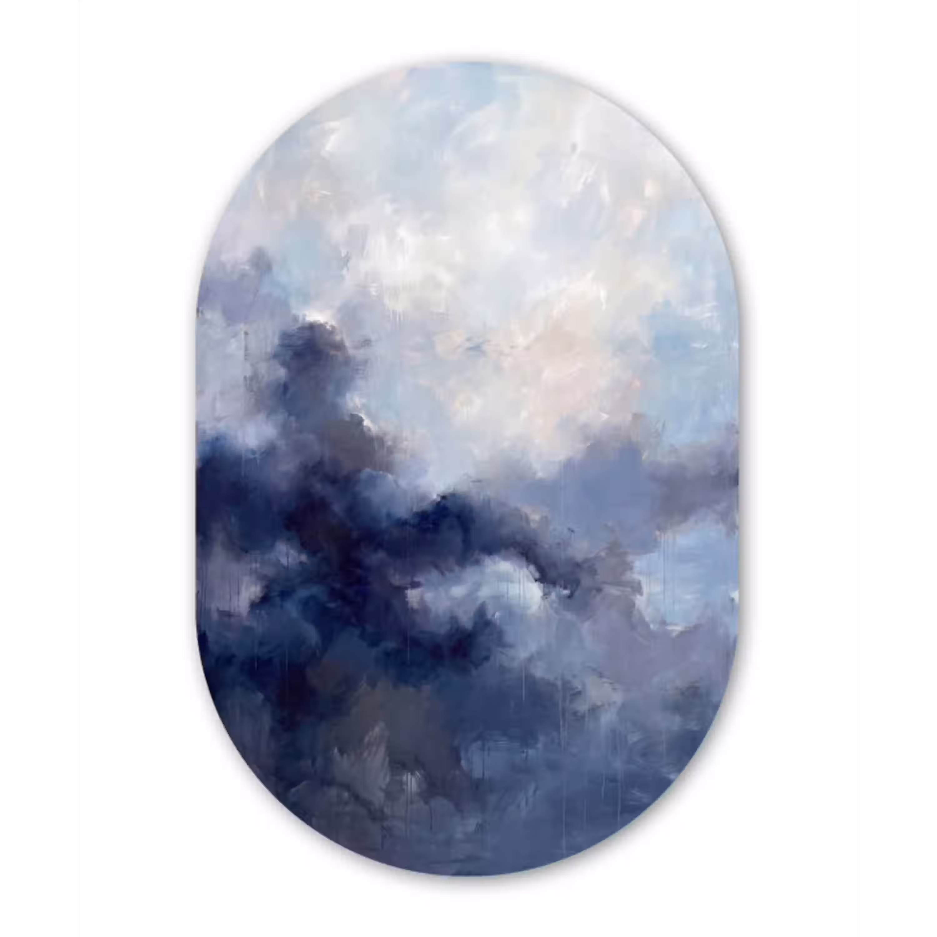Abstract - Wolken - Modern - Blauw - Kunst Wandcirkel Ovaal Aluminium middel -3d