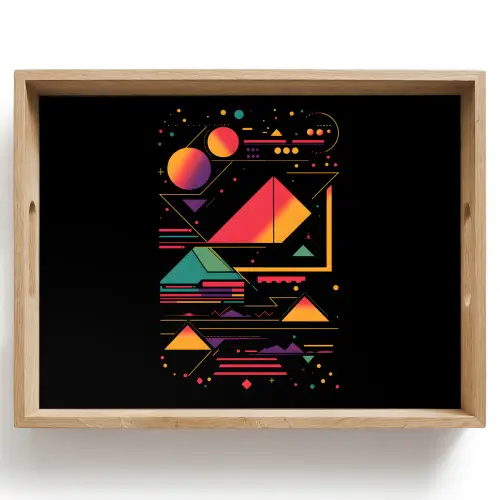 Piramides - Cirkels - Neonkleuren - Geometrisch Dienblad Rechthoek middel -z3d_shopping