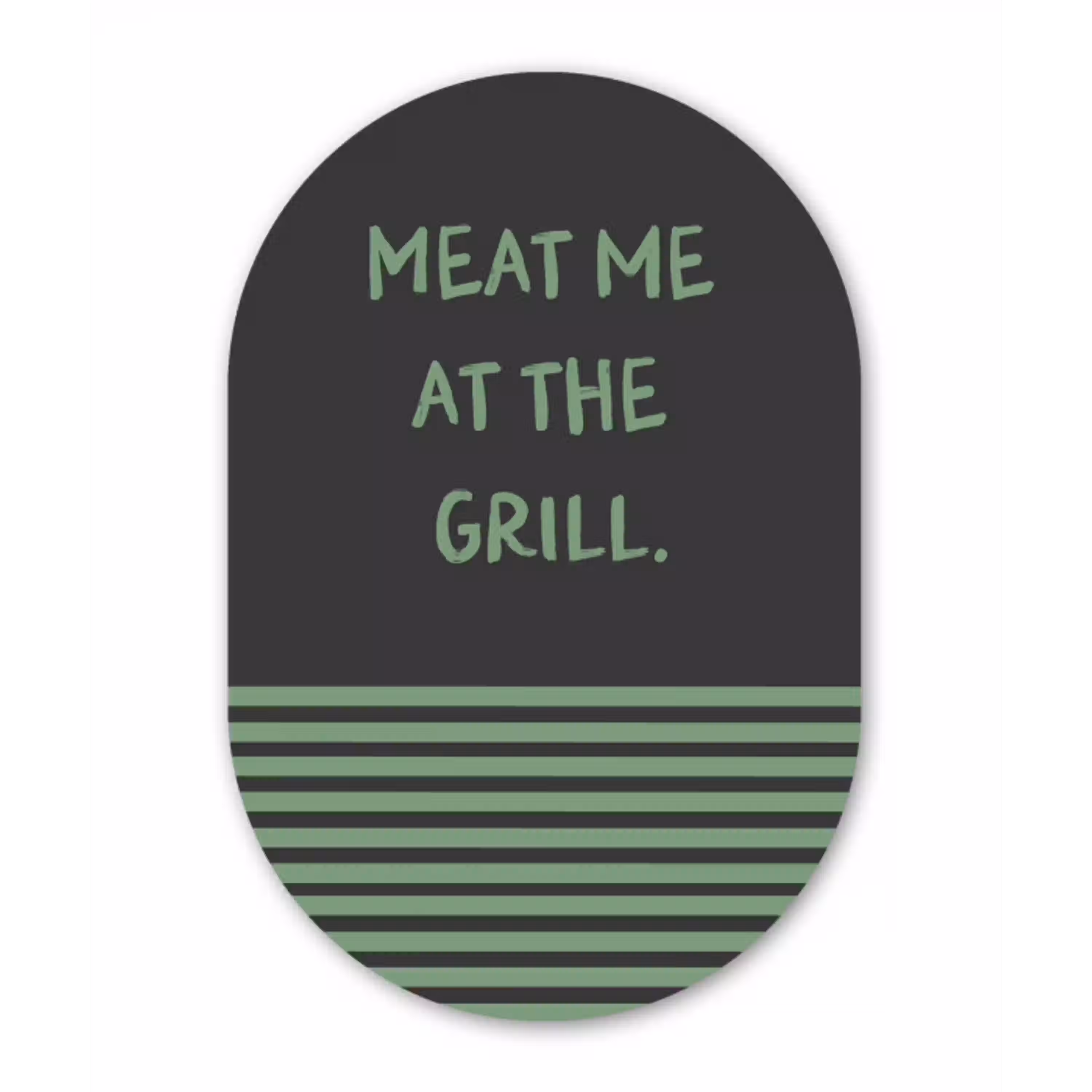 Quote - Groen - Grill - Zomer Wandcirkel Ovaal Aluminium middel -3d
