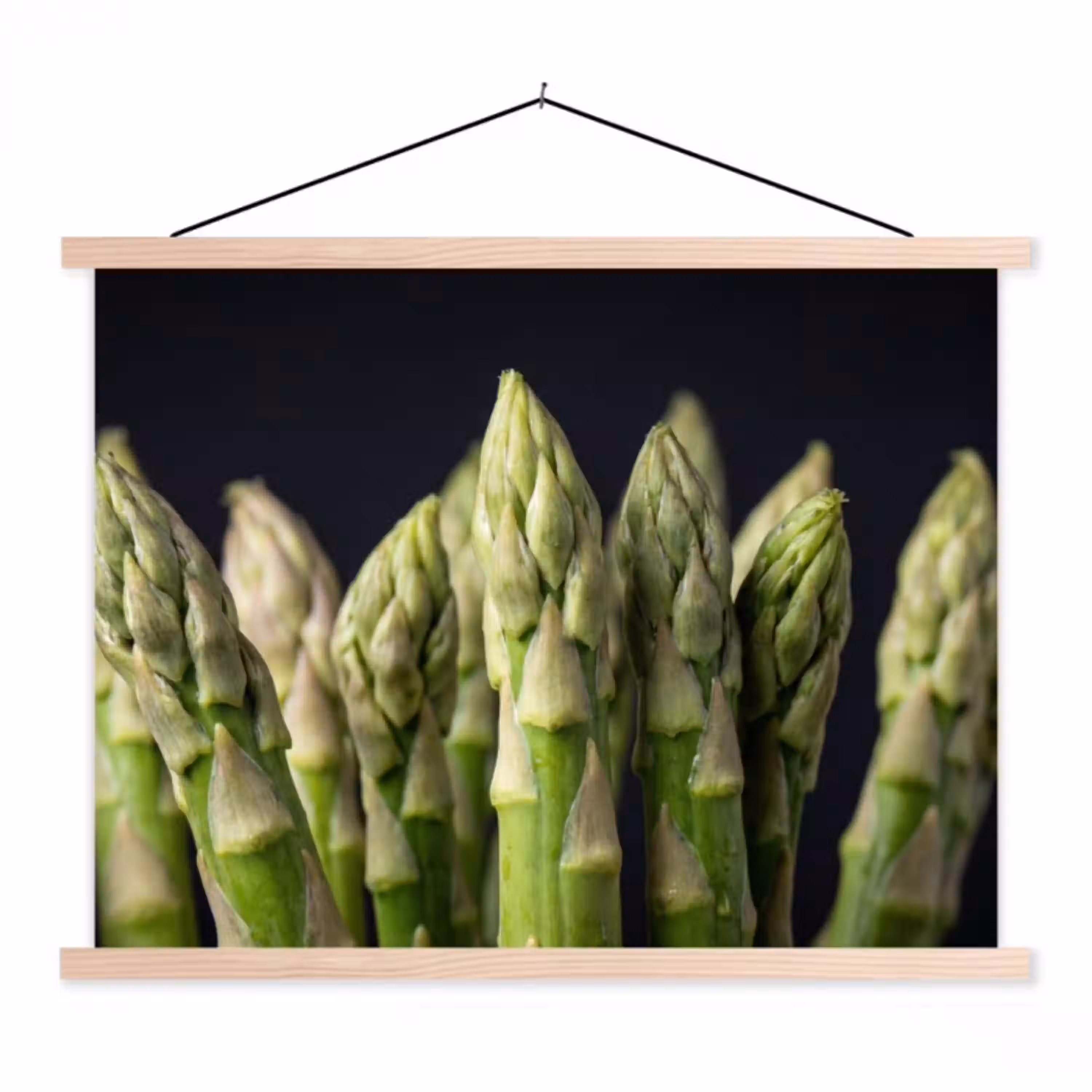 Asperges - Groen - Zwart textielposter latten blank klein -3d