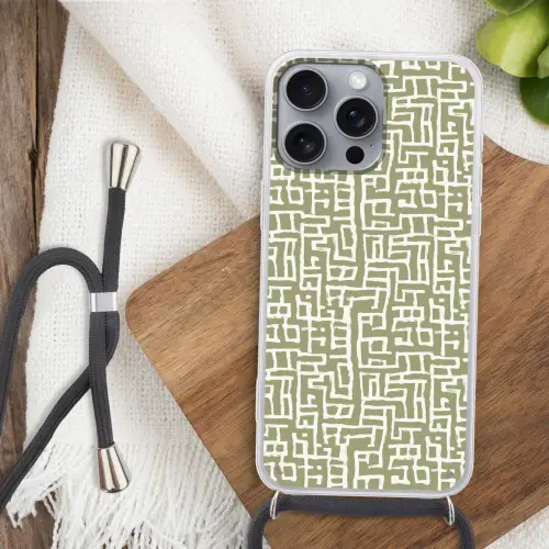 Grafisch - Patroon - Groen Hoesje iPhone 16 Pro Max met koord klein 804 -sfeer4