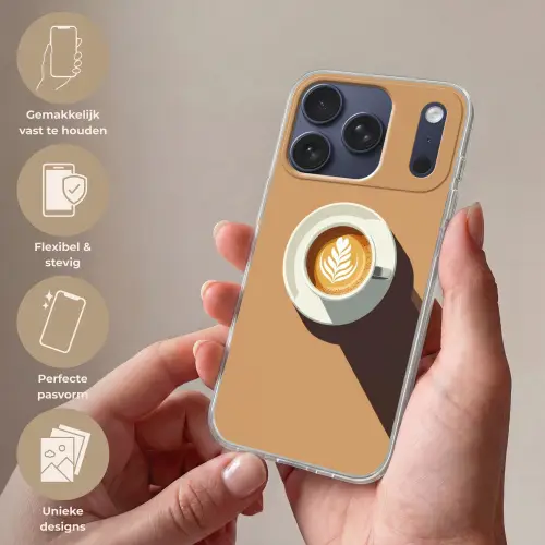 Cappuccino - Kop - Schotel - Minimalitisch Telefoonhoesje iPhone 17 Pro klein -sfeer3_NL