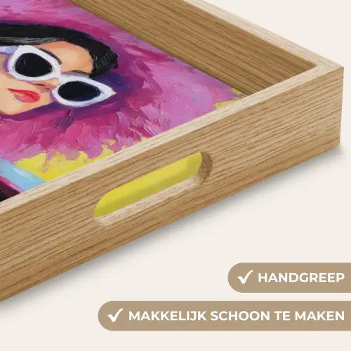 Vrouw - Hoed - Paars - Wijn Dienblad Rechthoek middel -USP_HandgreepNL