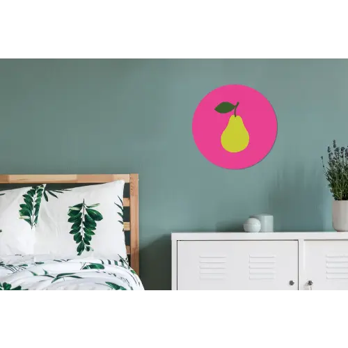 Illustratie - Fruit - Peer - Groen Wandcirkel aluminium klein -slaapkamer