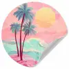 Palmbomen - Golven - Zee Wandcirkel behangsticker klein -3d