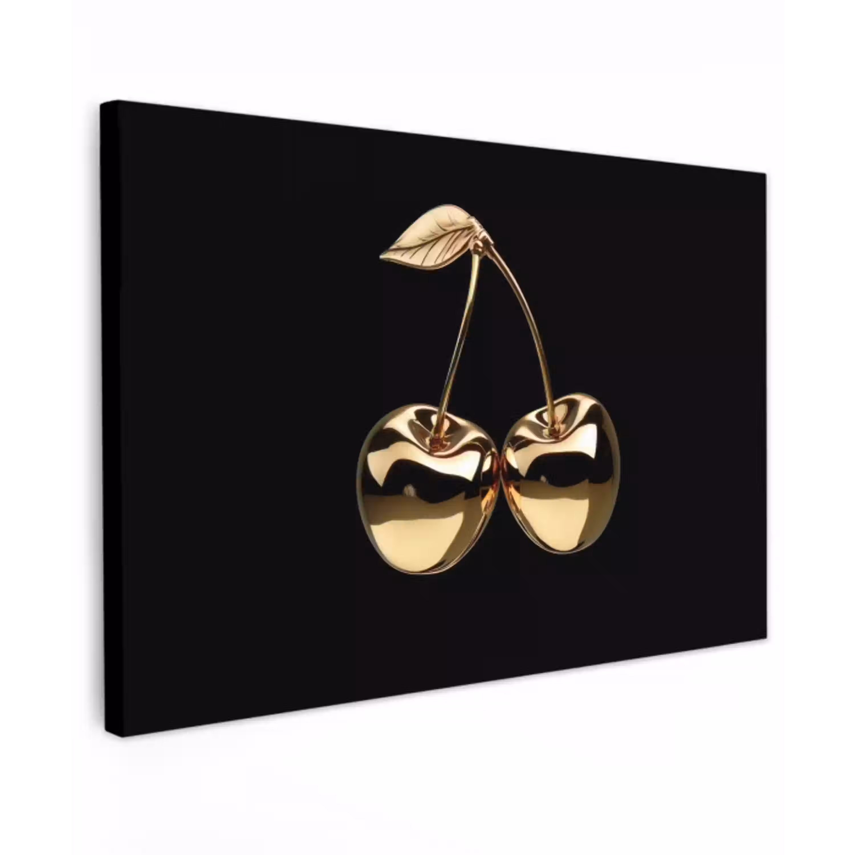 Kersen - Zwart - Goud - Chrome canvas 2cm klein -z3d
