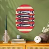 Sardines - Rood en beige strepen Wandcirkel Ovaal Forex klein -sfeer2
