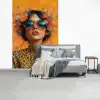 Vrouw - Bloemen - Aesthetic - Oranje fotobehang vinyl groot -slaapkamer