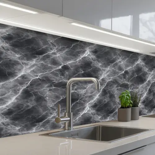 Donkergrijs - Bliksem - Marmer keuken achterwand 2 middel 871 -3d_schuin