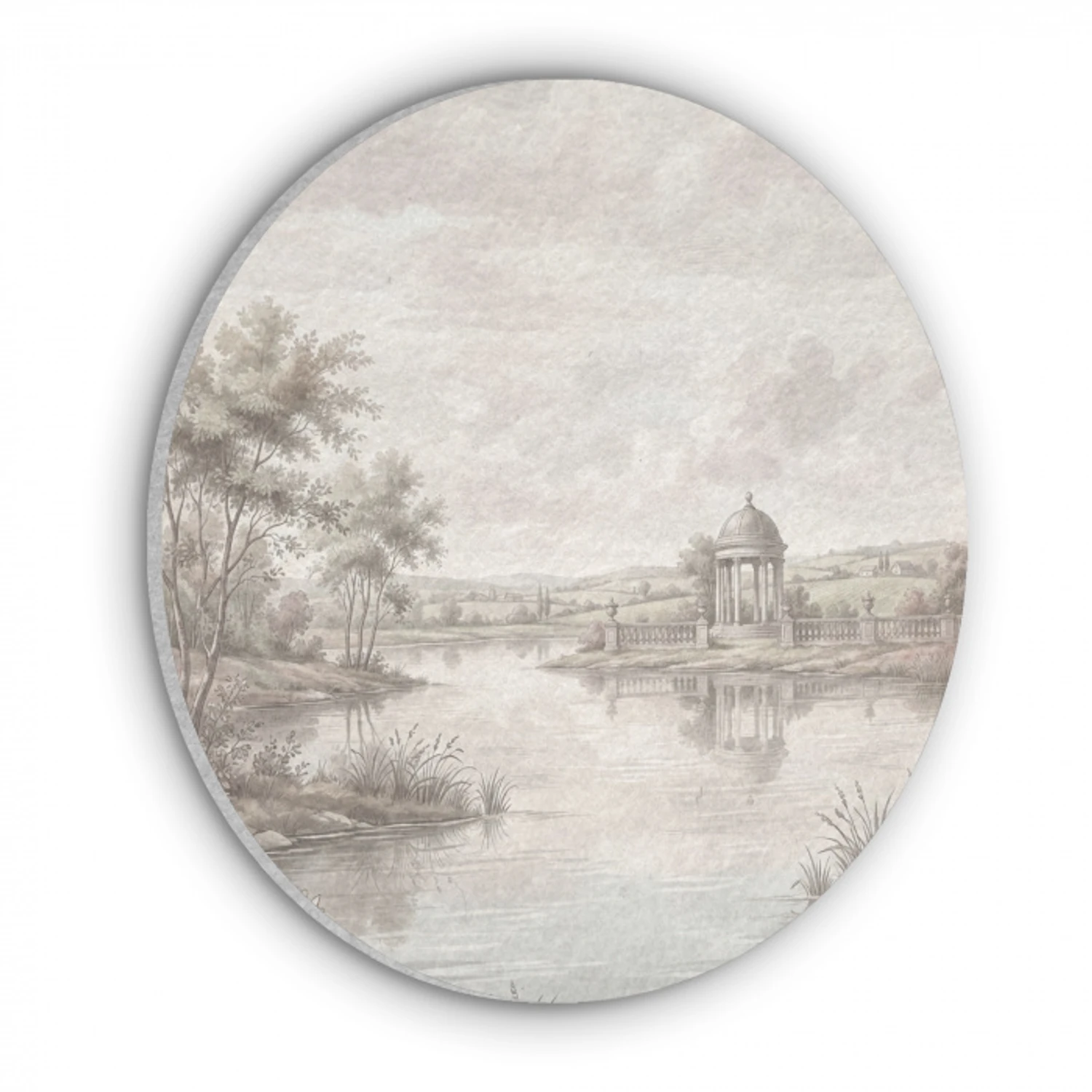 Landschap - Water - Natuur - Sepia Akoestische PET Vilt - Rond klein -3d